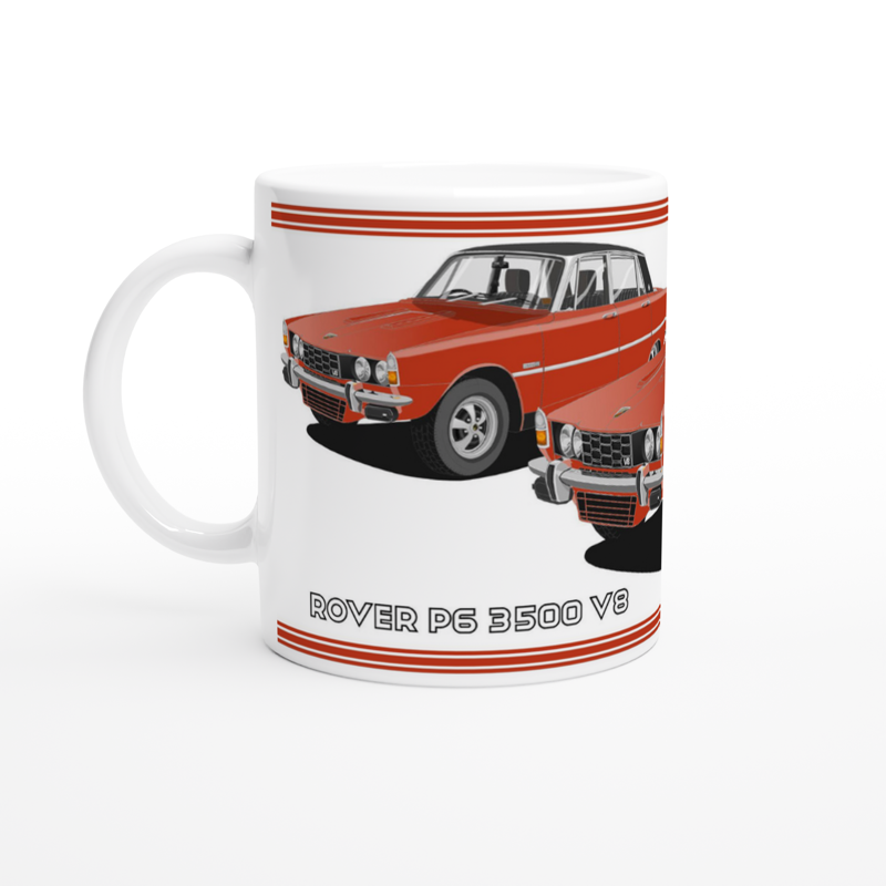 Rover P6 S2 3500 V8 in Orange Art Mug