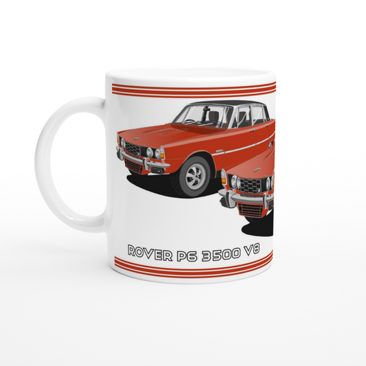 Rover P6 S2 3500 V8 in Orange Art Mug