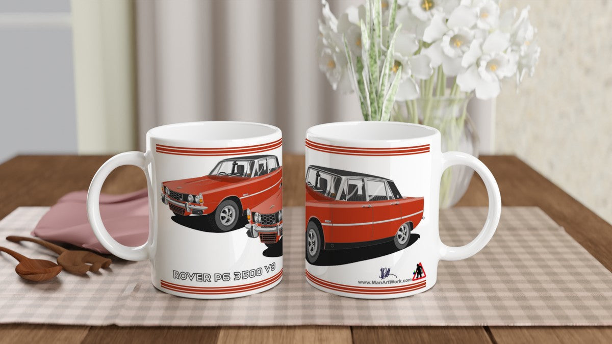 Rover P6 S2 3500 V8 in Orange Art Mug