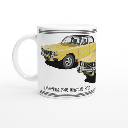 Rover P6 S2 3500 V8 in Yellow Art Mug