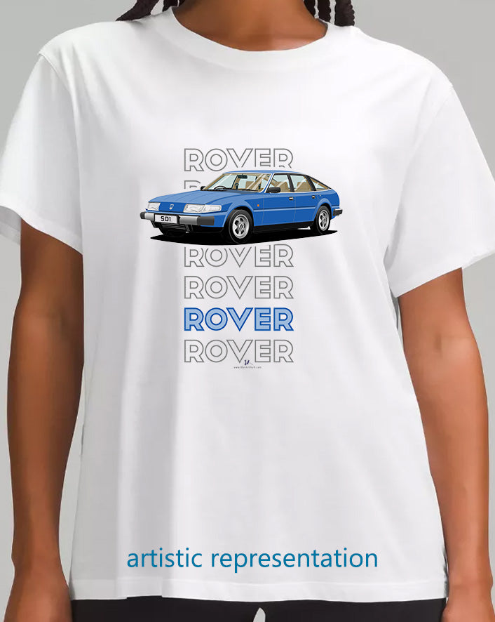 Rover SD1 S1 in Blue Art T Shirt (Words)