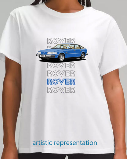 Rover SD1 S1 in Blue Art T Shirt (Words)