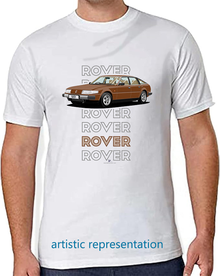 Rover SD1 S1 in Brown Art T Shirt (Words)