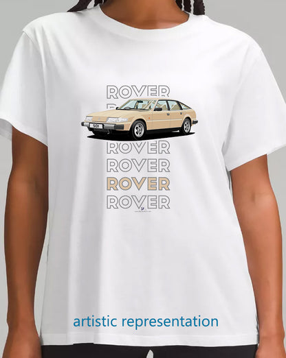 Rover SD1 S1 in Gold Art T Shirt (Words)