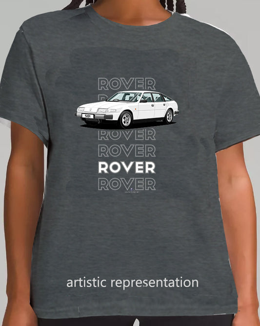 Rover SD1 S1 in White Art T Shirt (Words)