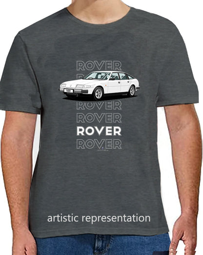 Rover SD1 S1 in White Art T Shirt (Words)