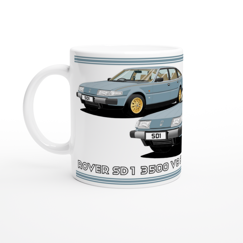 Rover SD1 Series 1 V8 SE in Blue Art Mug