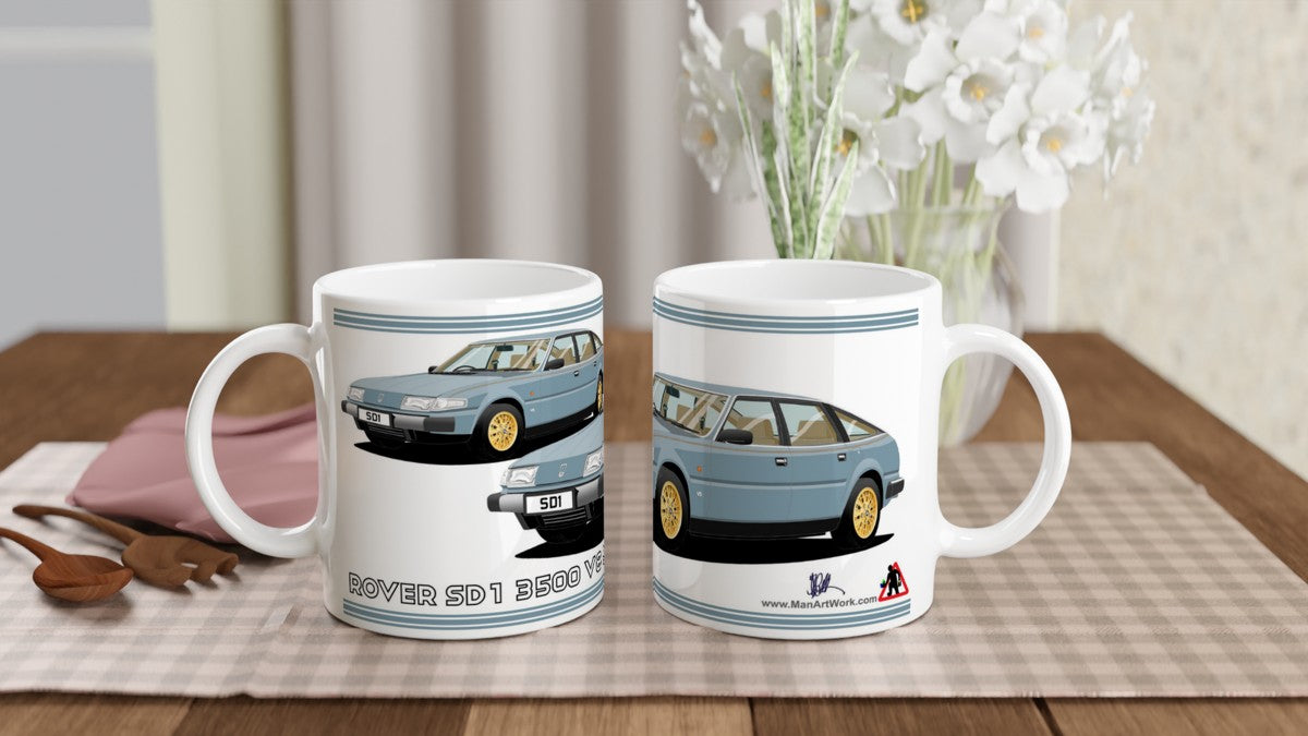 Rover SD1 Series 1 V8 S in Blue Art Mug