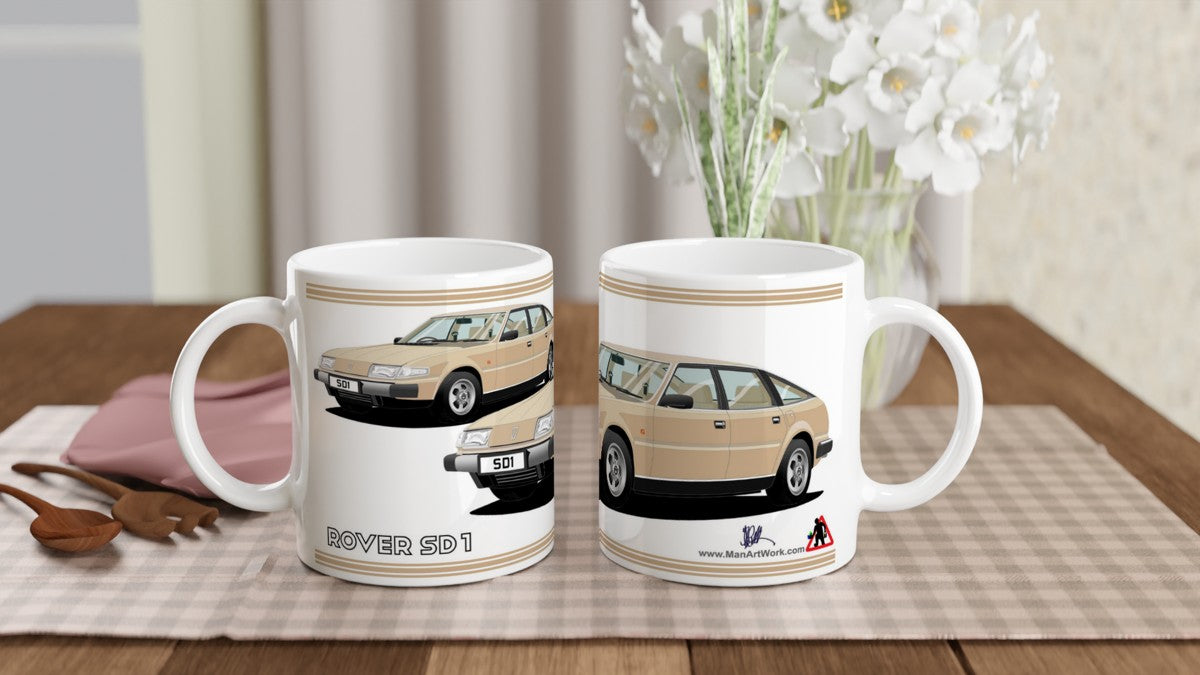 Rover SD1 Series 1 in Gold Art Mug