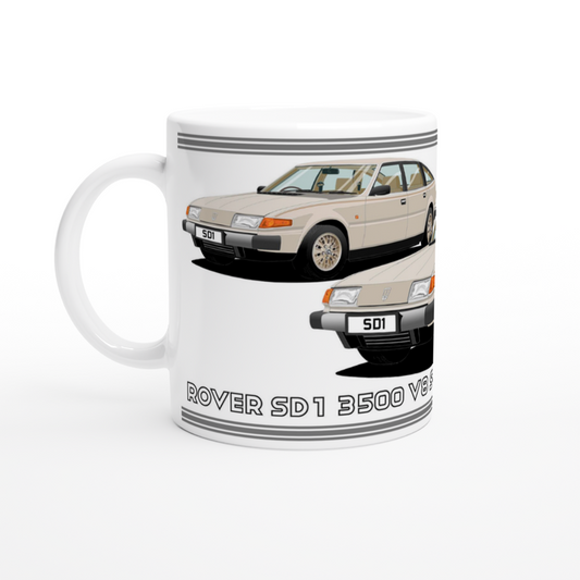 Rover SD1 Series 1 V8 S in Gold Art Mug