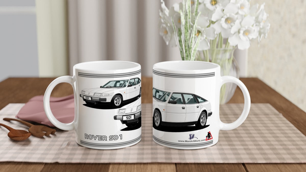 Rover SD1 Series 1 in White Art Mug