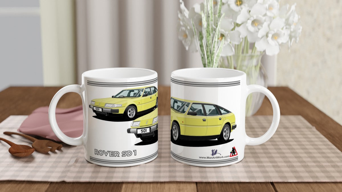 Rover SD1 Series 1 in Yellow Art Mug