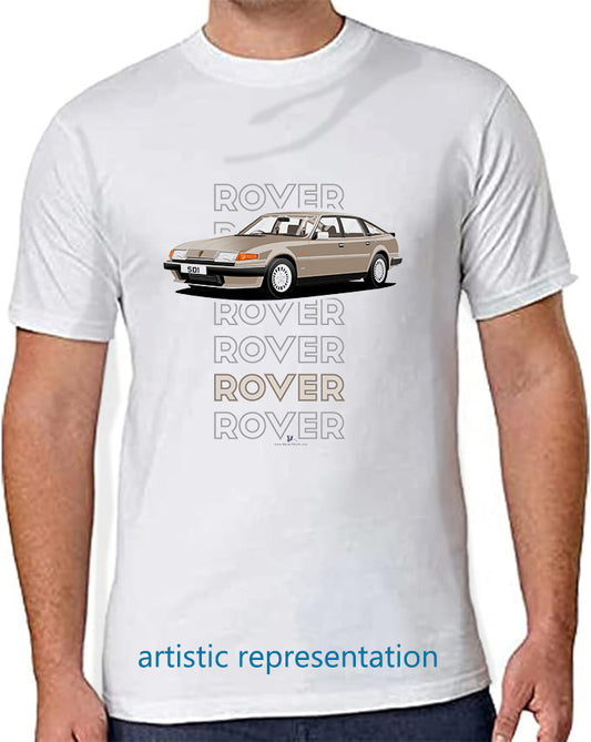 Rover SD1 S2 in Beige Art T Shirt (Words)