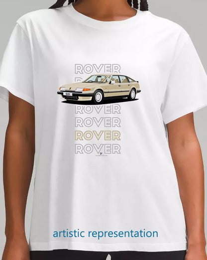 Rover SD1 S2 in Gold Art T Shirt (Words)