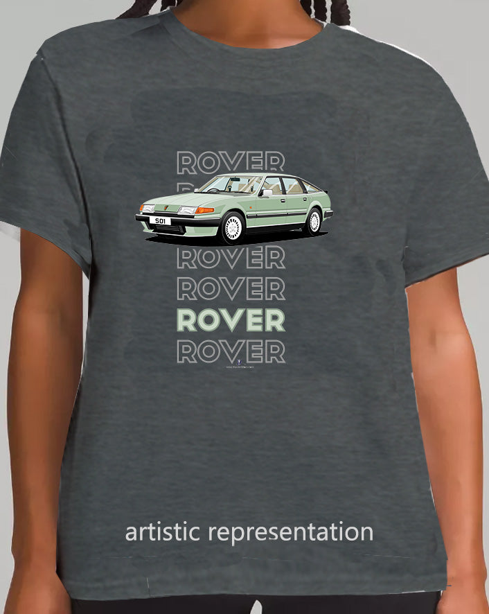 Rover SD1 S2 in Green Art T Shirt (Words)