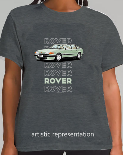 Rover SD1 S2 in Green Art T Shirt (Words)