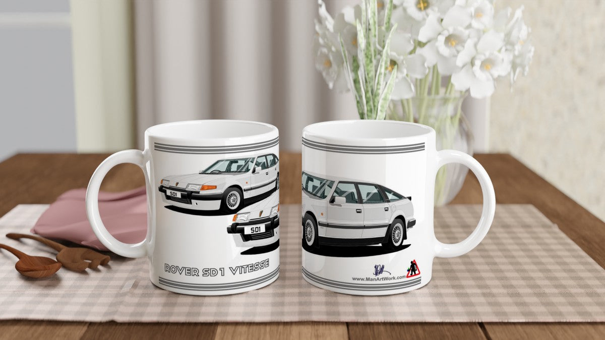 Rover SD1 Series 2 Vitesse in Silver Art Mug