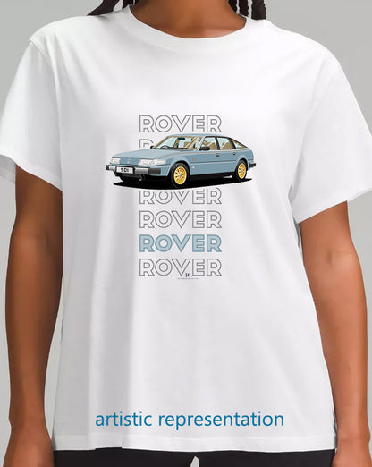 Rover SD1 S1 V8S in Blue Art T Shirt (Words)