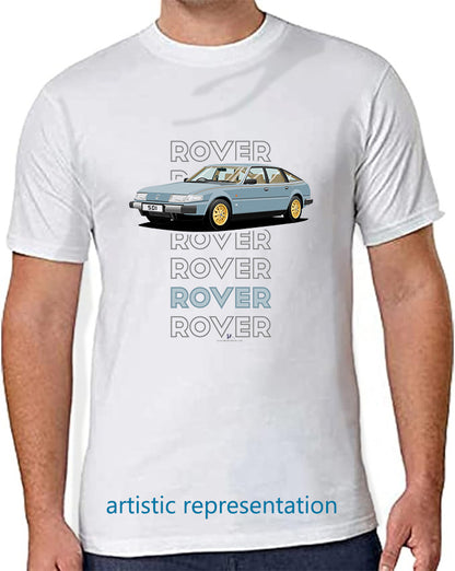 Rover SD1 S1 V8S in Blue Art T Shirt (Words)