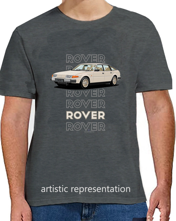 Rover SD1 S1 V8S in Gold Art T Shirt (Words)