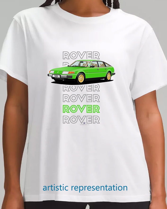 Rover SD1 S1 V8S in Green Art T Shirt (Words)
