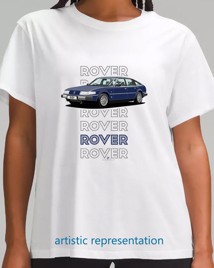 Rover SD1 S1 V8 SE in Blue Art T Shirt (Words)