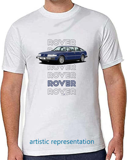 Rover SD1 S1 V8 SE in Blue Art T Shirt (Words)