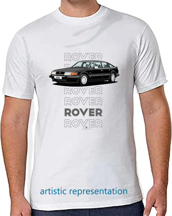 Rover SD1 S2 Vanden Plas in Black Art T Shirt (Words)