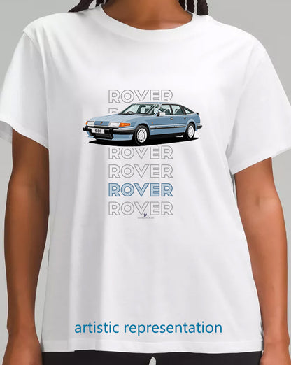 Rover SD1 S2 Vanden Plas in Blue Art T Shirt (Words)
