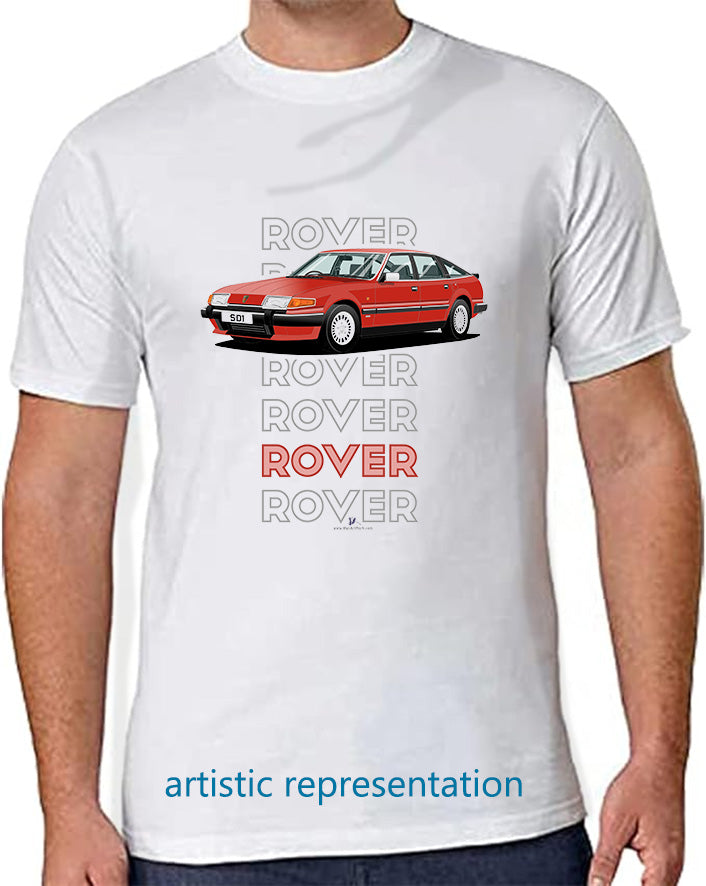 Rover SD1 S2 Vanden Plas in Red Art T Shirt (Words)