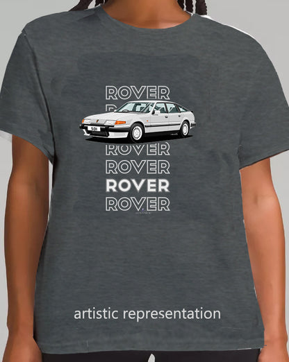 Rover SD1 S2 Vanden Plas in Silver Art T Shirt (Words)