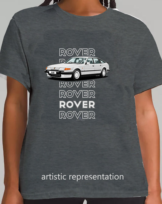 Rover SD1 S2 Vanden Plas in Silver Art T Shirt (Words)