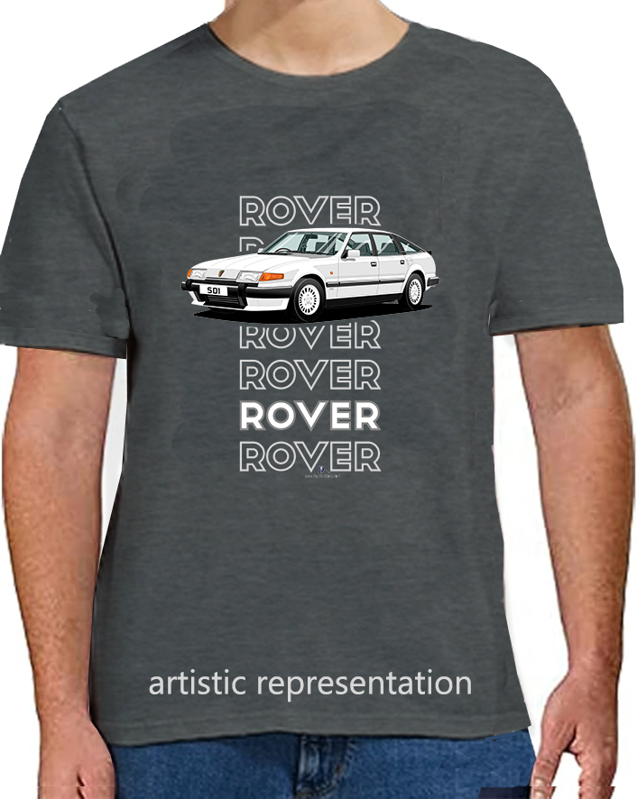 Rover SD1 S2 Vanden Plas in White Art T Shirt (Words)