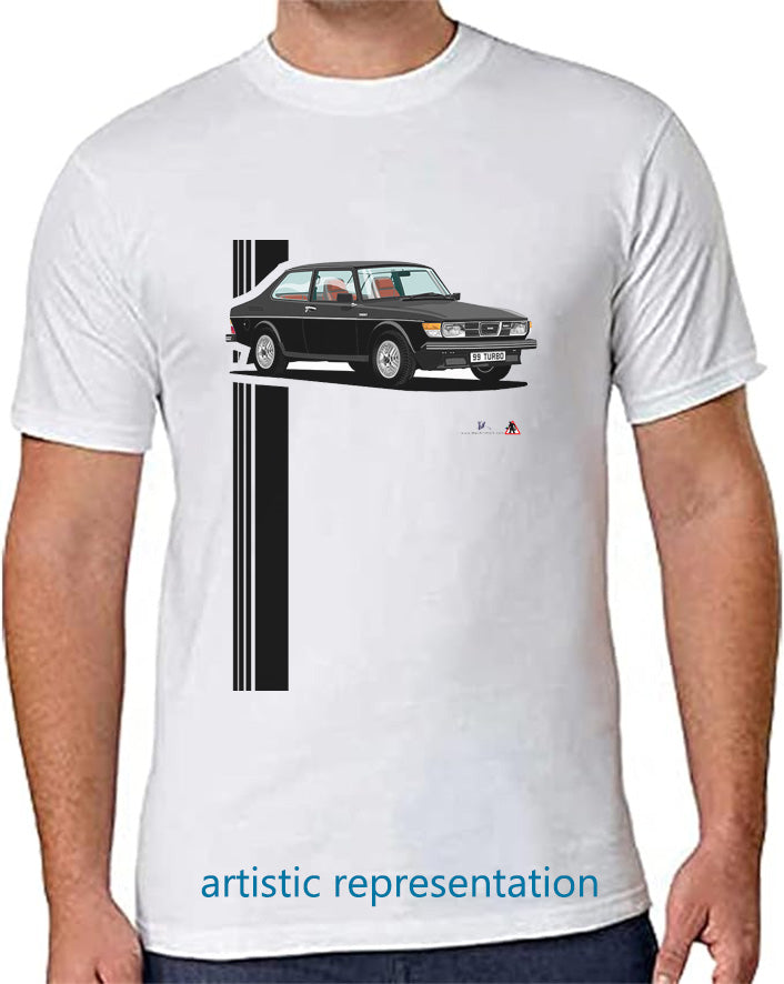 Saab 99 Turbo 2 door T Shirt (Black car)