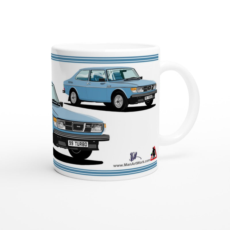 Saab 99 Turbo 2 Door Mug (Blue Car)