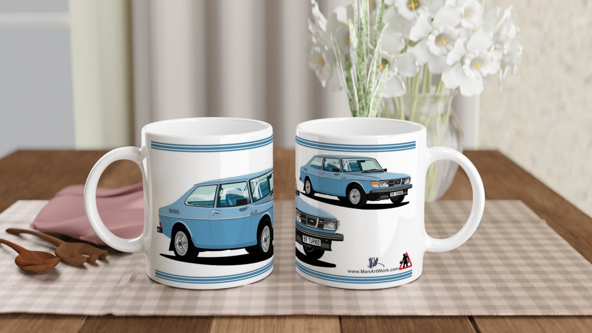 Saab 99 Turbo 2 Door Mug (Blue Car)