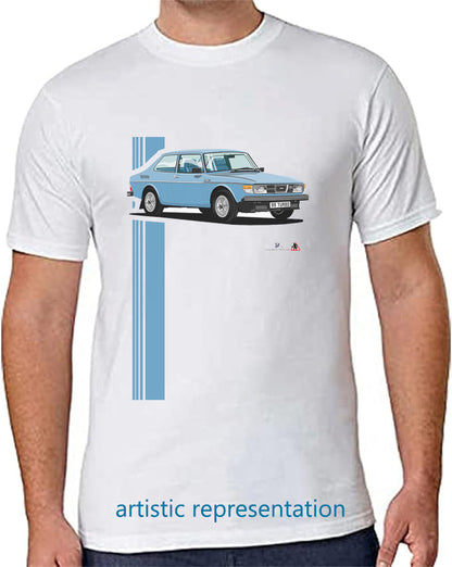 Saab 99 Turbo 2 Door T Shirt (Blue car)