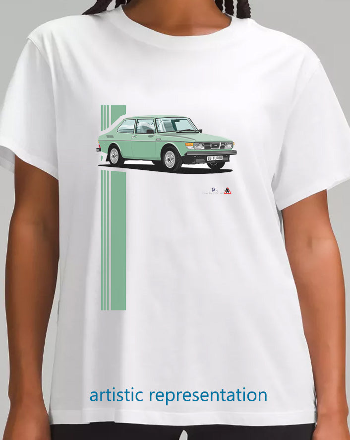 Saab 99 Turbo 2 Door T Shirt (Green car)