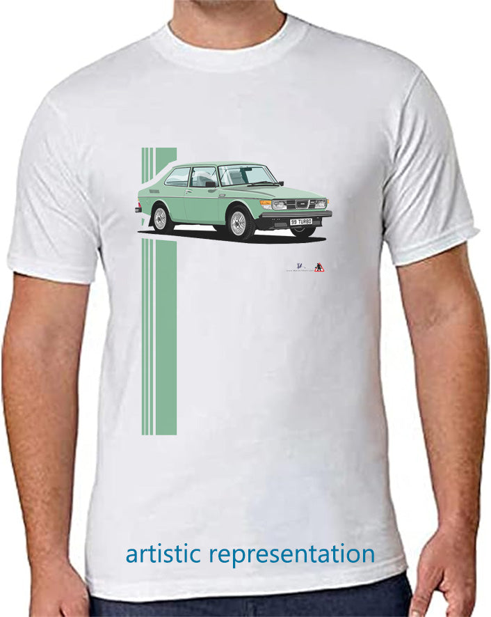 Saab 99 Turbo 2 Door T Shirt (Green car)