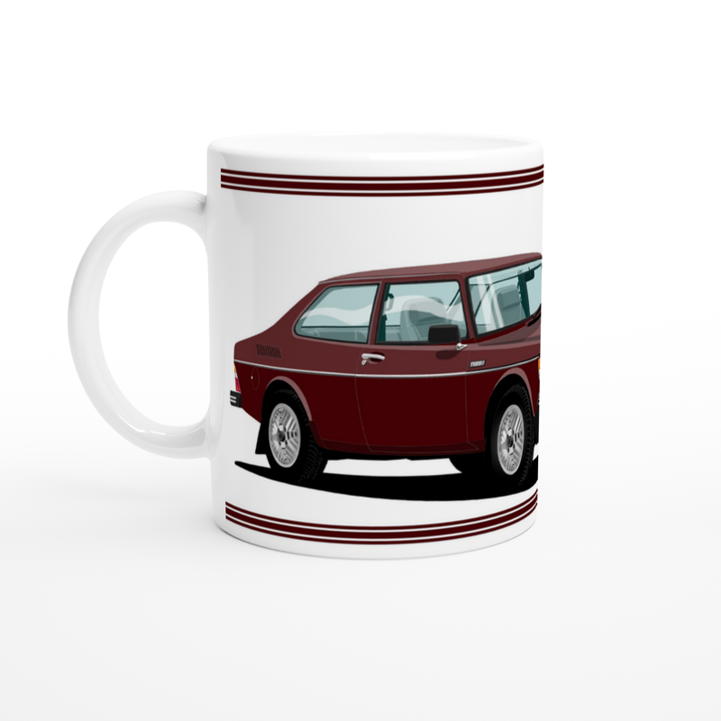 Saab 99 Turbo 2 Door Mug (Burgundy Car)