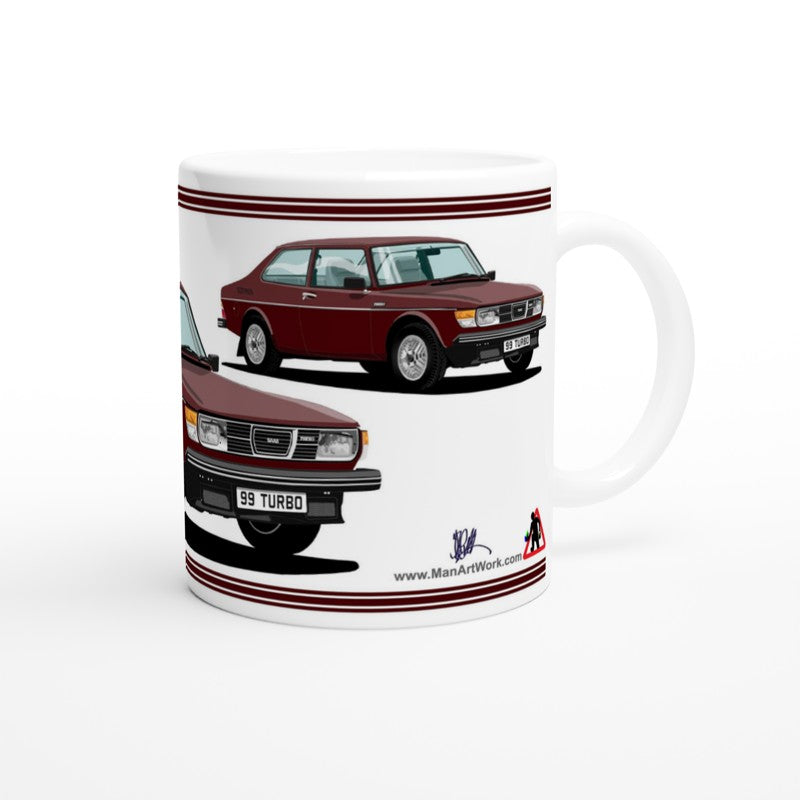 Saab 99 Turbo 2 Door Mug (Burgundy Car)