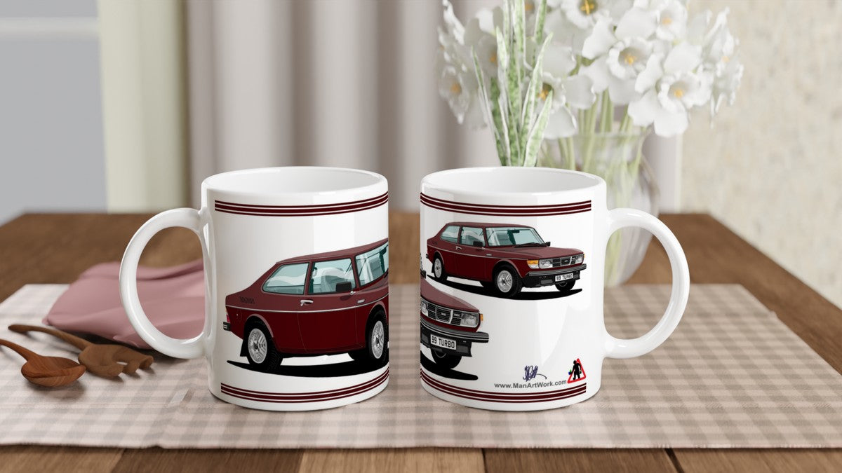 Saab 99 Turbo 2 Door Mug (Burgundy Car)