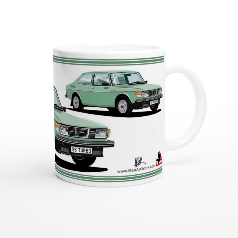 Saab 99 Turbo 2 Door Mug (Green Car)