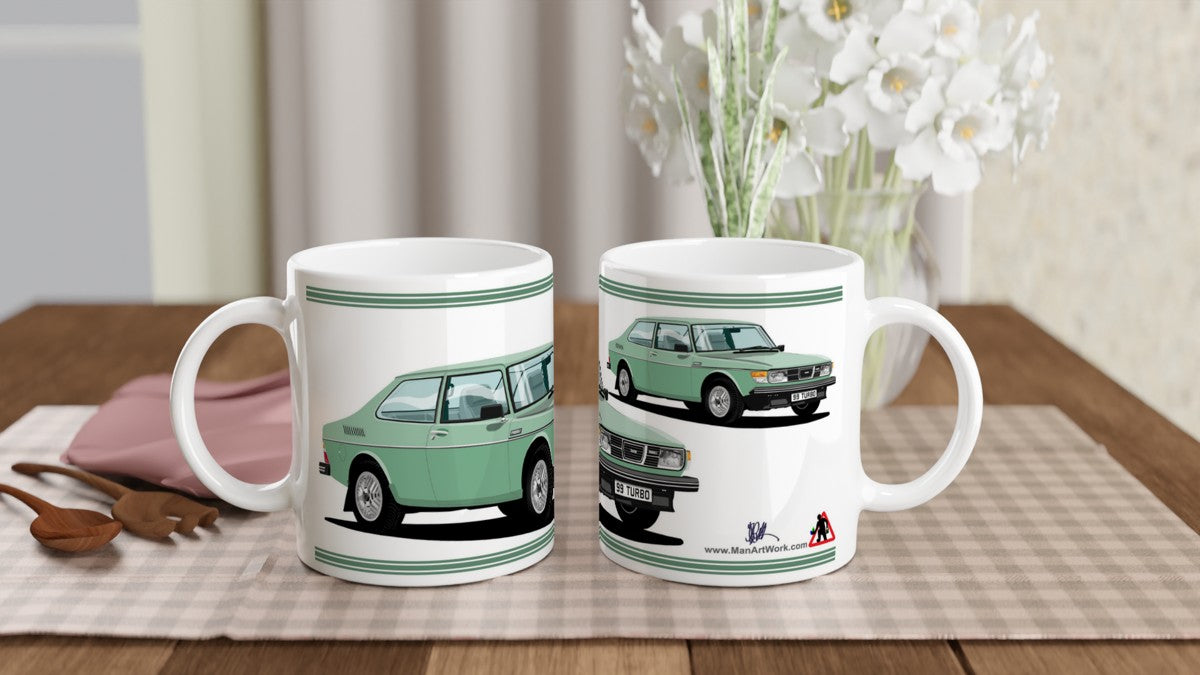 Saab 99 Turbo 2 Door Mug (Green Car)