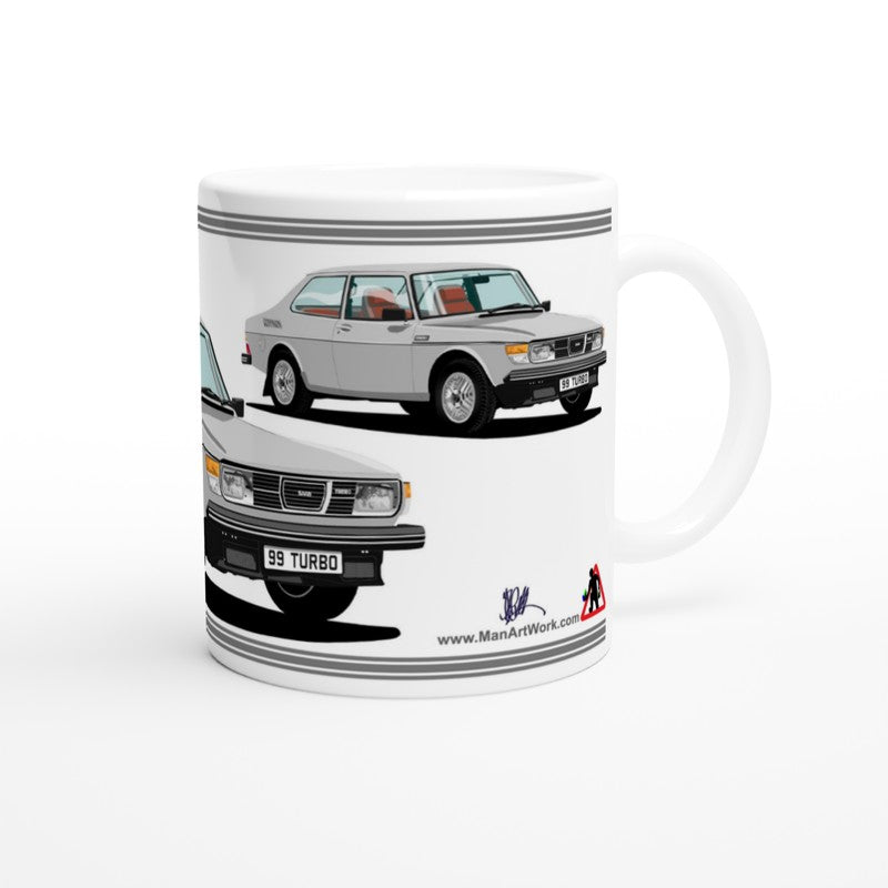 Saab 99 Turbo 2 Door Mug (Silver Car)