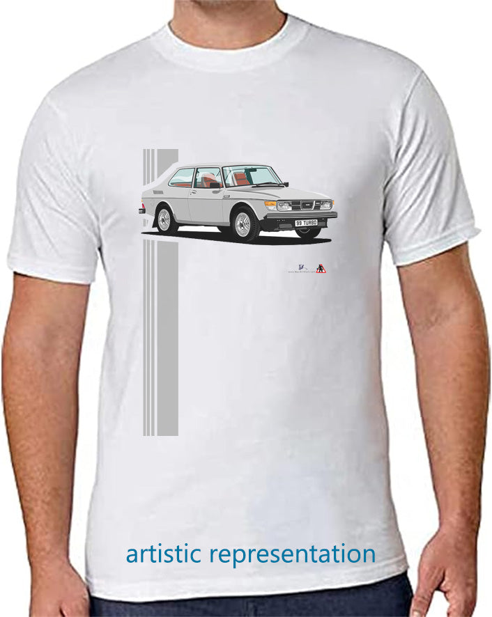 Saab 99 Turbo 2 Door T Shirt (Silver car)