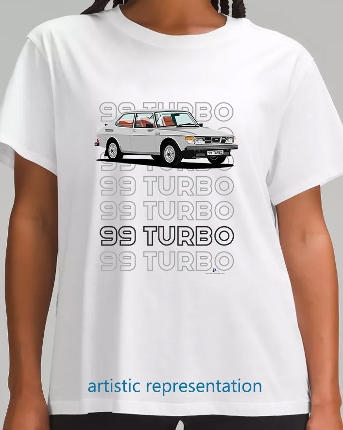Saab 99 Turbo Combi in Silver Art T Shirt (Words)