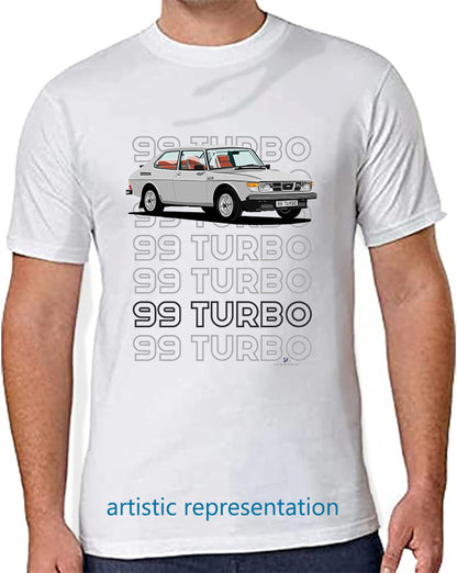Saab 99 Turbo Combi in Silver Art T Shirt (Words)