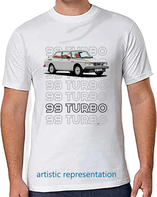 Saab 99 Turbo Combi in Silver Art T Shirt (Words)