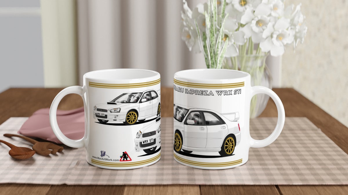 Subaru Impreza in White Art Mug